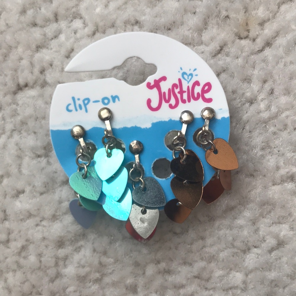 NWT **RARE** Justice Heart Sequin Dangle Earrings